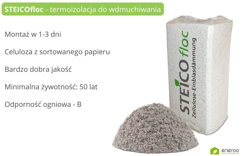 STEICOfloc - celuloza do wdmuchiwania. Źródło na podstawie grafik STEICO